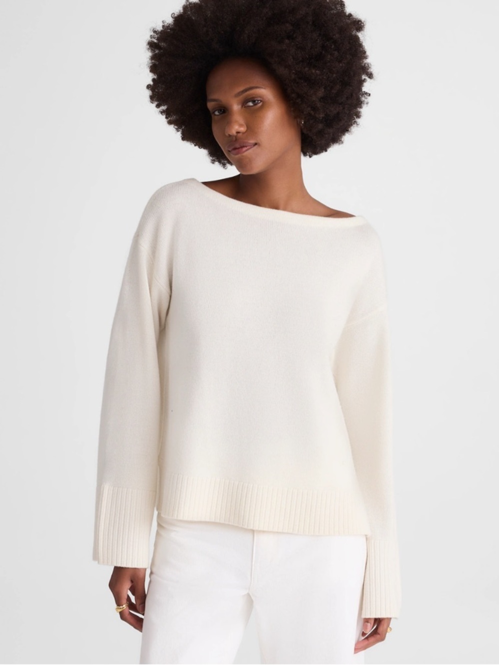 Madewell Wide-Cuff Boatneck Sweater in Merino Wool